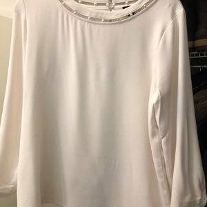 Ann Taylor Off White Blouse 3/4 sleeve Size S
